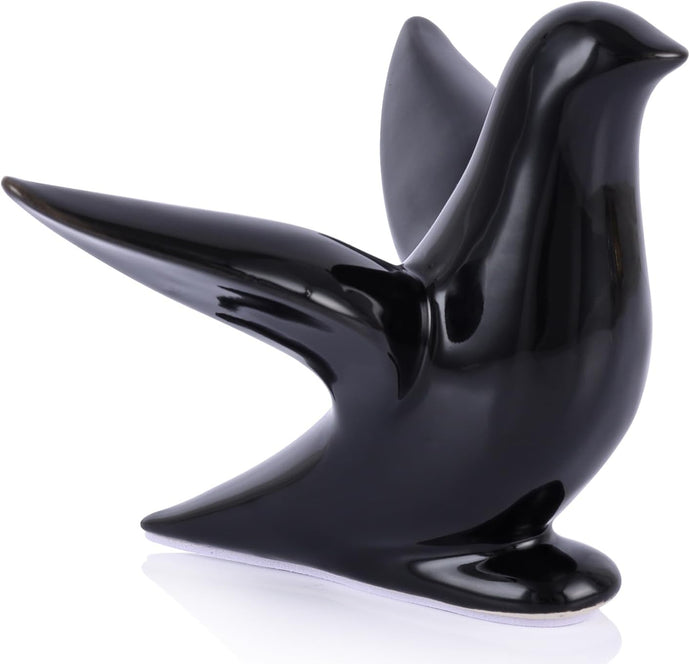 Black Ceramic Bird Figurine