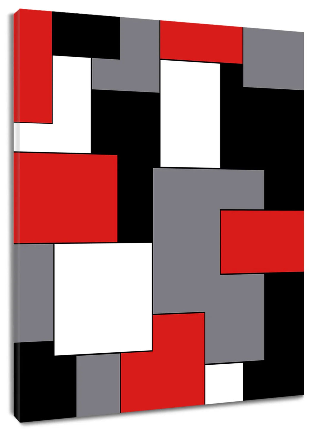 Red & Black Abstract Geometric Canvas Wall Art Decor For Living Room Bedroom
