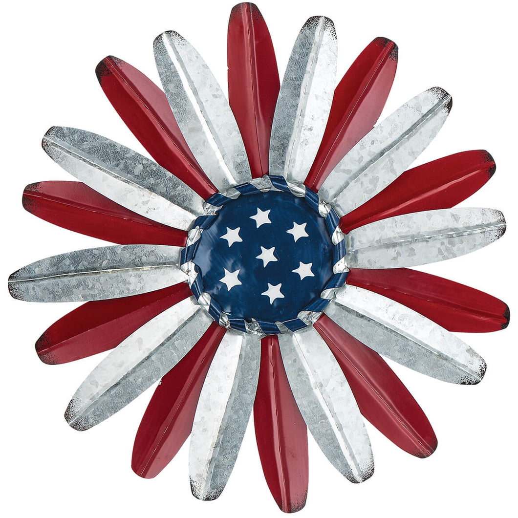 Metal Patriotic Flower Wall Hanging